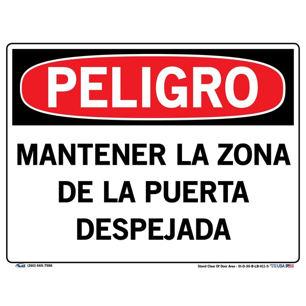 Vinyl Label Sign, 9-1/2" Height, 12-1/2" Width, Vinyl Label, Rectangle, Spanish